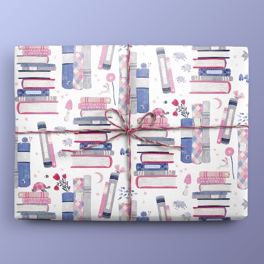 Fairytale Pile of Books White ラッピングペーパー