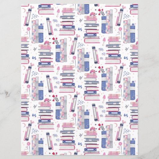 Fairytale Pile of Books White Scrapbook Paper (正面)
