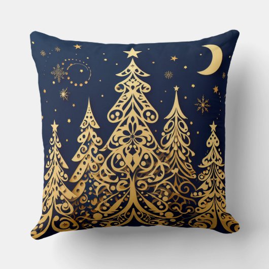 Fairytale Pines in Gold – Romantic Nights クッション (裏面)