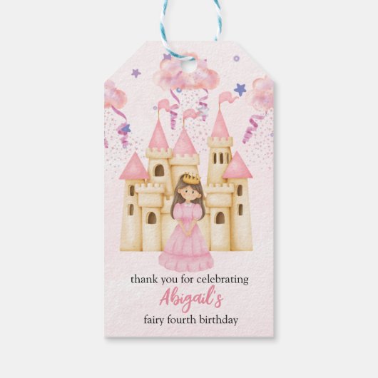 Fairytale Pink Castle Princess All Ages Birthday ギフトタグ (裏面)