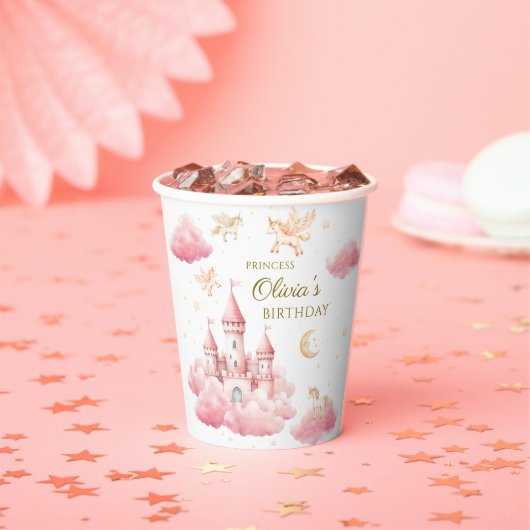 Fairytale Pink Unicorn Girl Birthday 紙コップ (インサイチュ)