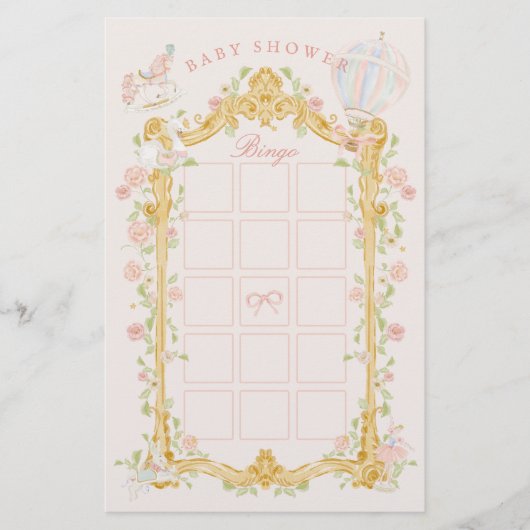 Fairytale princess carousel baby shower bingo チラシ (正面)