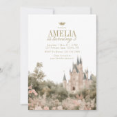 Fairytale Princess Castle Garden Birthday Party 招待状 (正面)