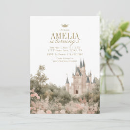Fairytale Princess Castle Garden Birthday Party 招待状