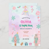 Fairytale Princess Girl Birthday 招待状 (正面/裏面)