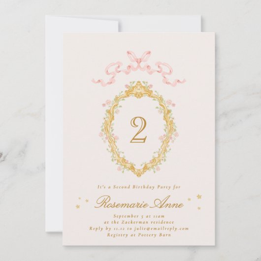 Fairytale Princess Number Girl Birthday Party 招待状 (正面)