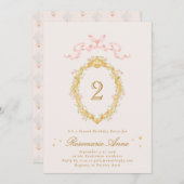 Fairytale Princess Number Girl Birthday Party 招待状 (正面/裏面)