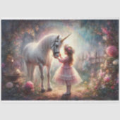 Fairytale Secret Garden Unicorn Girl Decoupage  薄葉紙 (正面)