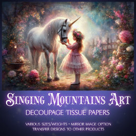 Fairytale Secret Garden Unicorn Girl Decoupage  薄葉紙