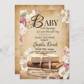 Fairytale Story Book Flower Baby Shower  招待状 (正面/裏面)