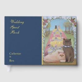 Fairytale Wedding Cats 9" x 6" Gold ゲストブック