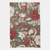 fairytale whimsical Christmas decorations, flowers キッチンタオル (縦)
