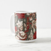 fairytale whimsical Christmas decorations, flowers コーヒーマグカップ (正面左)