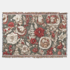 fairytale whimsical Christmas decorations, flowers スローブランケット