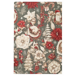 fairytale whimsical Christmas decorations, flowers メタルプリント
