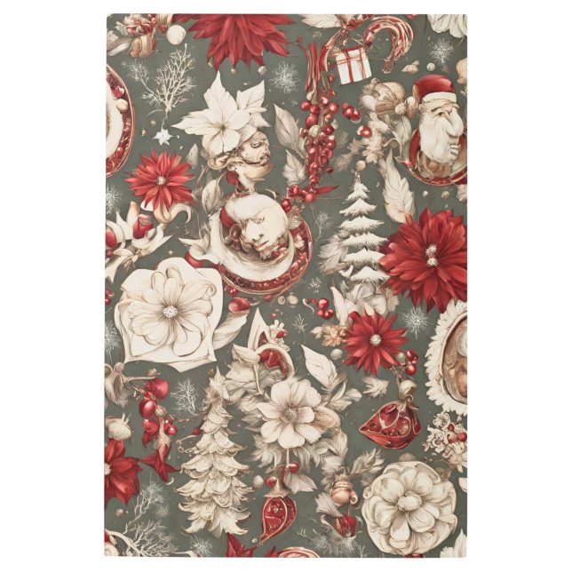 fairytale whimsical Christmas decorations, flowers メタルプリント (正面)