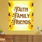 Faithファミリーフレンズフローラウォールアート キャンバスプリント (インサイチュ (リビング))