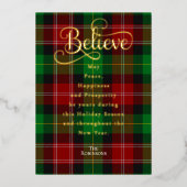 Faith 信じ Red Green Christmas Scotishタータンチェック 箔シーズンカード (正面)