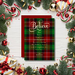 Faith 信じ Red Green Christmas Scotishタータンチェック 箔シーズンカード<br><div class="desc">季節の信じ金ゴールド引用文レッド&グリーンクリスマスコティッシュタータンチェックフォイルホリデーカード。</div>