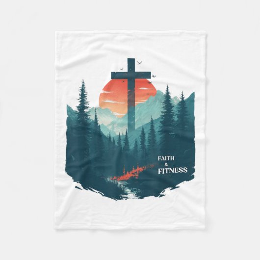 Faith &amp; Fitness Christian - Workout Motivation フリースブランケット (正面)