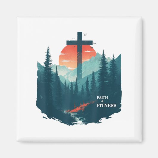 Faith &amp; Fitness Christian - Workout Motivation マグネット (正面)