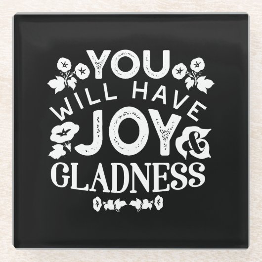 Faith and Happiness – Joy and Gladness Quotes ガラスコースター (正面)