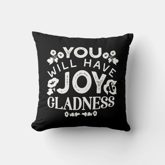 Faith and Happiness – Joy and Gladness Quotes クッション (正面)