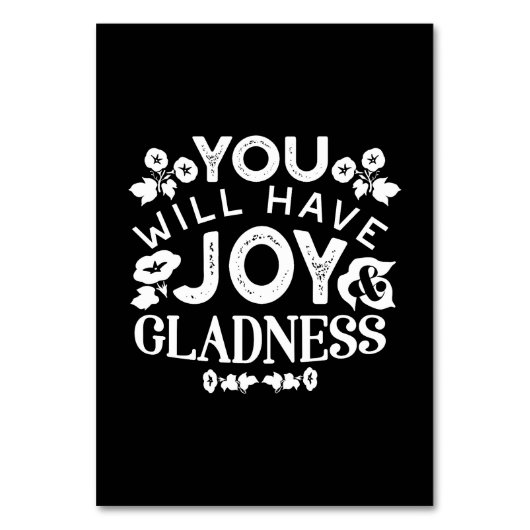 Faith and Happiness – Joy and Gladness Quotes テーブルナンバー (正面)