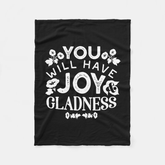 Faith and Happiness – Joy and Gladness Quotes フリースブランケット (正面)