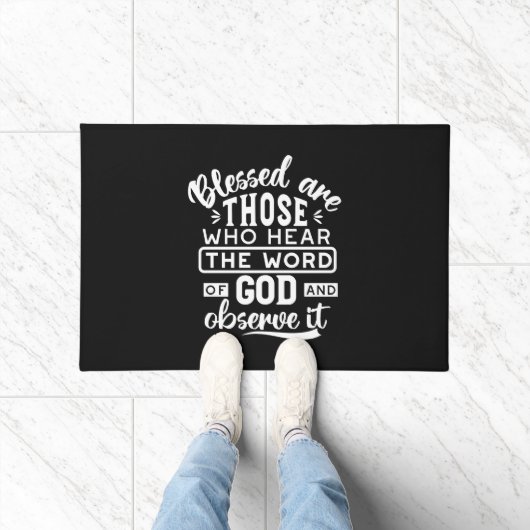 Faith and Obedience – Inspirational Scripture ドアマット (室内)