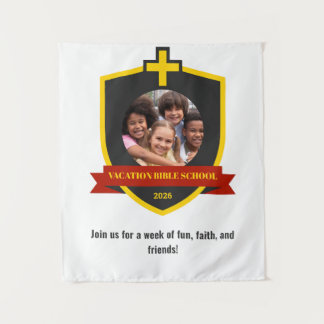 Faith Banner Christian Shield with Cross VBS 2026 タペストリー