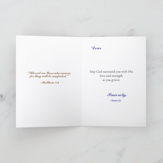 Faith Based Gold Cross Condolence カード (内部)