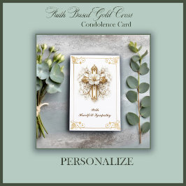 Faith Based Gold Cross Condolence カード