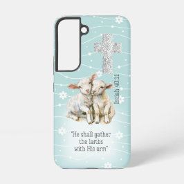 Faith Based Pastel Turquoise Floral Lambs Cross  Samsung Galaxy S22ケース