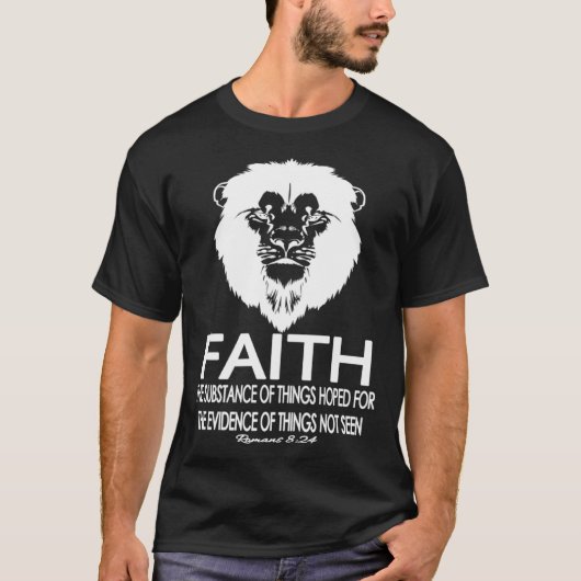 Faith Bible Scripture Cool Lion Romans 824 Christi Tシャツ (正面)