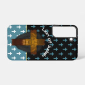 Faith Black Blue White Cross Lion of Judah Samsung Galaxyケース (裏面横)