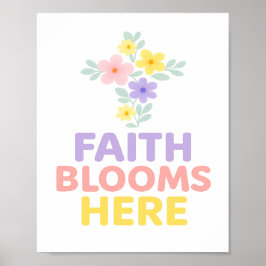 Faith Blooms Here Floral Cross Easter 2026 ポスター