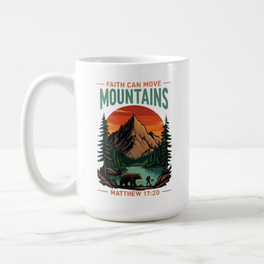 Faith Can Move Mountains Adventure Christian コーヒーマグカップ (左)