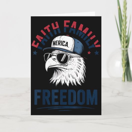 Faith Family Dom Bald Eagle Patriotic Boys America カード (正面)