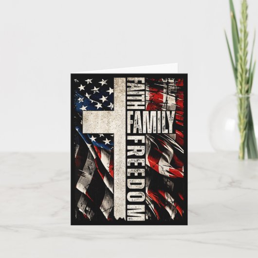 Faith Family Dom - Patriotic Christian Vintage Usa カード (正面)