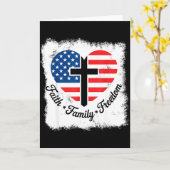 Faith Family Dom Usa Flag Cross Heart Patriotic Am カード (黄色い花)