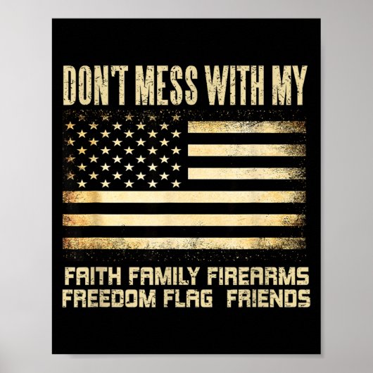 Faith Family Firearms Dom Flag Friends American  ポスター (正面)