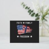 Faith Family Freedom America Patriotic Christian シーズンポストカード (スタンド正面)