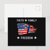 Faith Family Freedom America Patriotic Christian シーズンポストカード (正面/裏面)