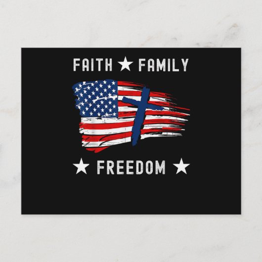 Faith Family Freedom America Patriotic Christian シーズンポストカード (正面)