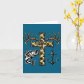 Faith Fishing Hunting Camo Cross With Hook B Chris カード (黄色い花)