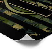 Faith Fishing Hunting Camo Us Flag Cross With Hook ポスター (角)