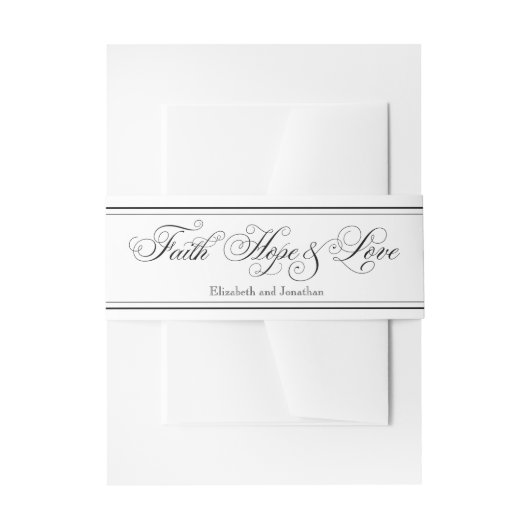 Faith Home & Love Christian 結婚's Belly Band 招待状ベリーバンド (正面例)