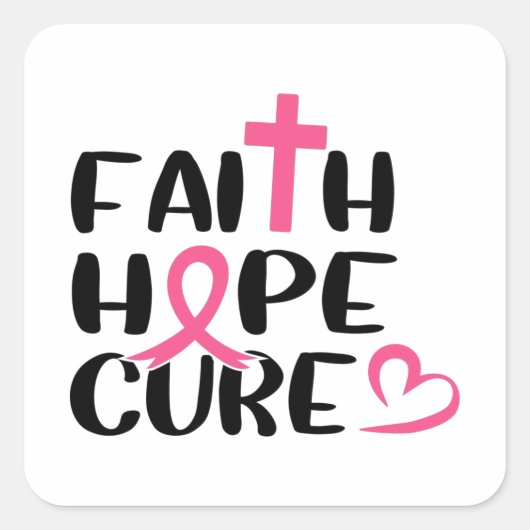 Faith Hope Cureがん認識度 スクエアシール (正面)