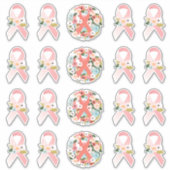 Faith Hope Cure乳がんリボン&花模様 シール (正面)